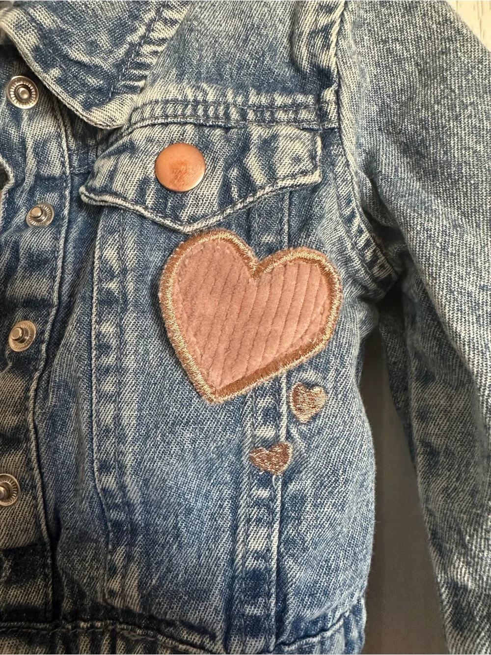 Little Lass Girls 2Pc Plush Corduroy Jumpsuit Denim Jacket Set Size 4 Heart - Picture 5 of 8